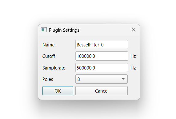 Bessel filter parameters